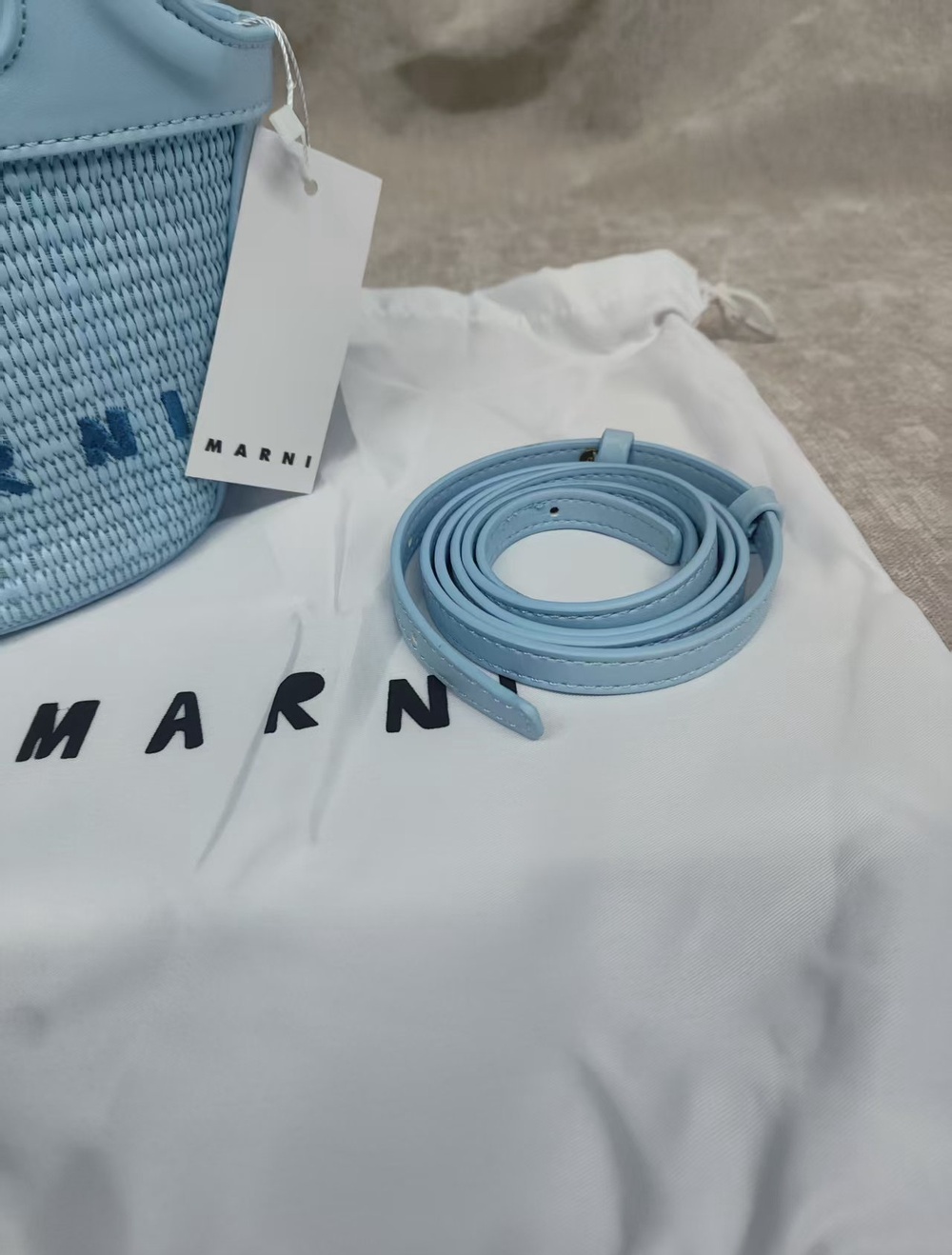 💙Marni Blue Mini Woven Tote Bag Summer Essential - Picture 6 of 7
